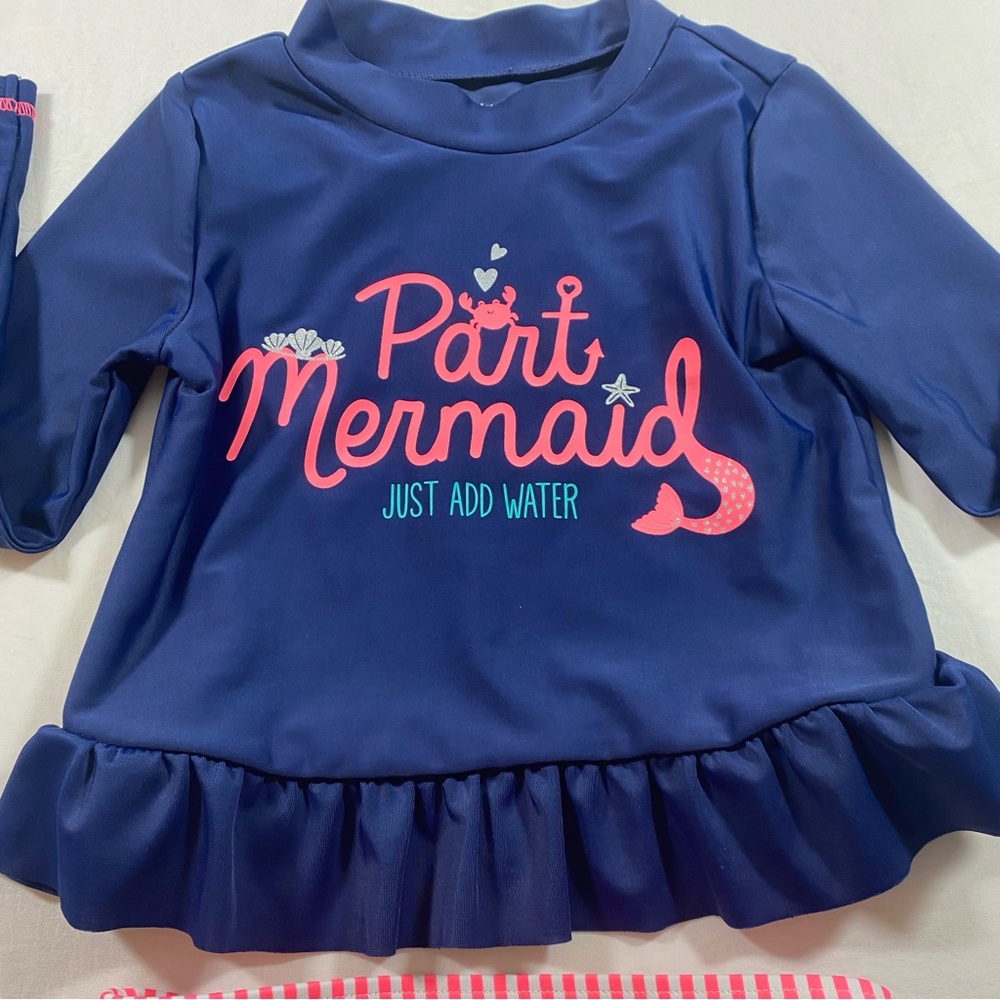 Simple Joys bikini Swimsuit 2piece Beach Striped Pink Mermaid Rashguard Ruffle